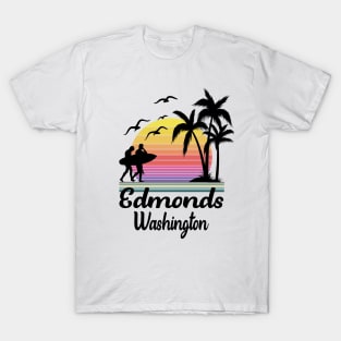 Edmonds Washington Seaside Retro Sunset T-Shirt